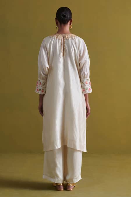 Aarti Sethia Gardenia Dabka Embroidered Kurta With Palazzo 