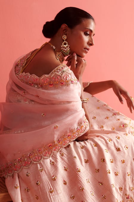 Aarti Sethia Camellia Mukaish Thread Work Embroidered Dupatta 