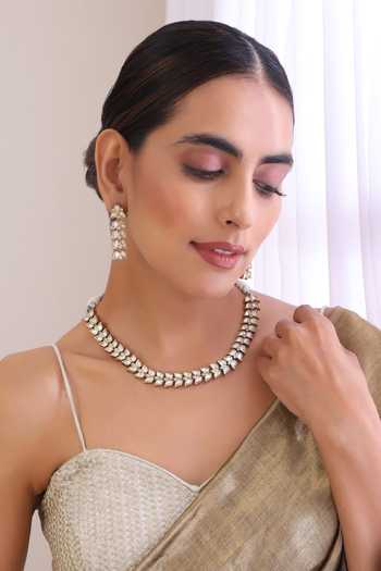 Swabhimann Foliage Polki Studded Necklace Set 