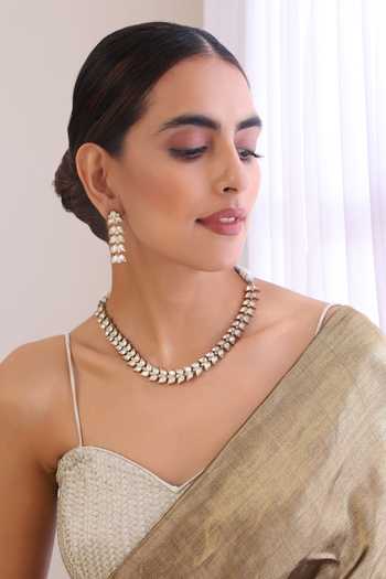 Swabhimann Foliage Polki Studded Necklace Set 