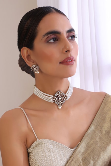 Swabhimann Floral Polki Studded Choker Set 