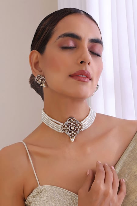 Swabhimann Floral Polki Studded Choker Set 