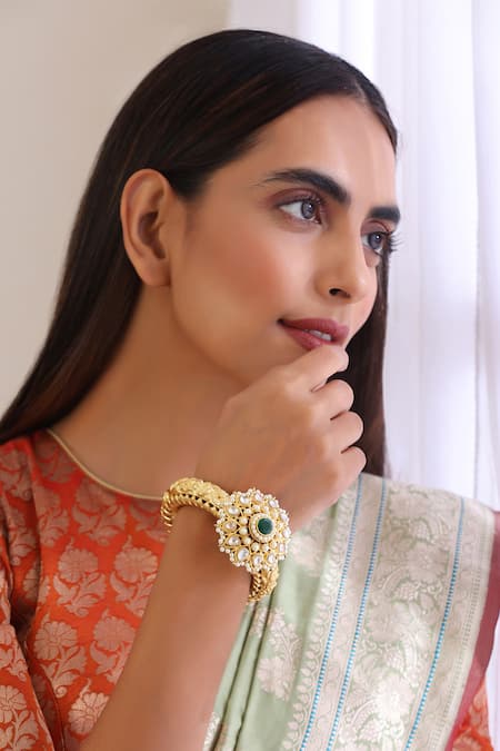 SWABHIMANN Bloom Bliss Kundan Studded Kada 