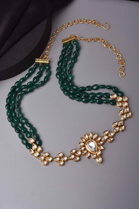 Swabhimann_Green Ornate Kundan Embellished Kamarbandh _Online_at_Aza_Fashions