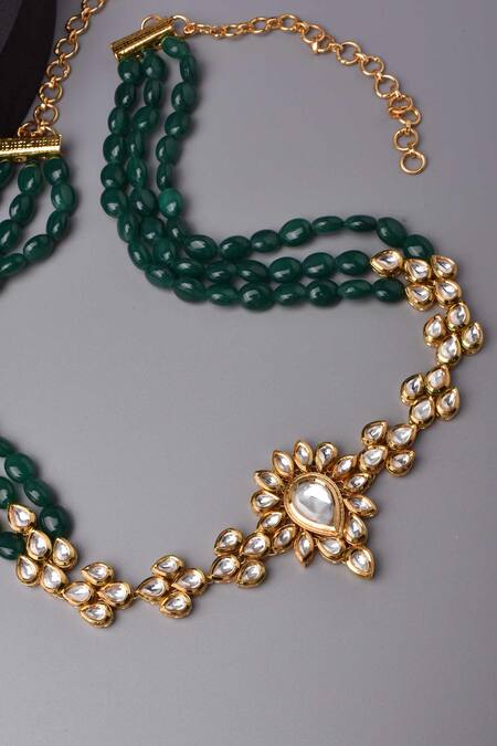 Buy_Swabhimann_Green Ornate Kundan Embellished Kamarbandh _Online_at_Aza_Fashions