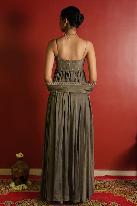 Enamour By Radha Zardozi Embellished Green Anarkali Set 