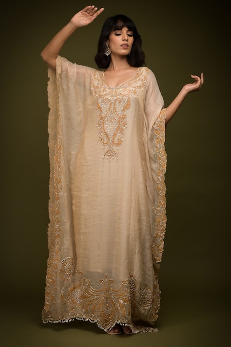 Farha Syed Floral Cutwork Embroidered Kaftan 