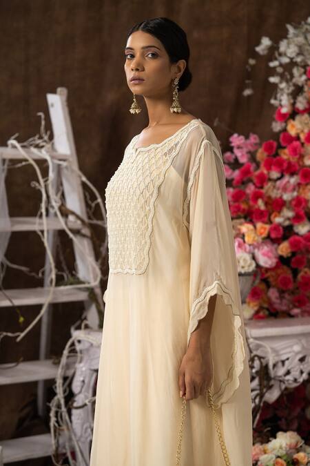 Buy Farha Syed Ivory Modal, Organza, Taffeta Cut And Cutdana Embroidered Kurta Dhoti Pant Set Online at Aza Fashions Buy_Farha Syed_Ivory Modal, Organza, Taffeta Cut And Cutdana Embroidered Kurta Dhoti Pant Set _Online_at_Aza_Fashions