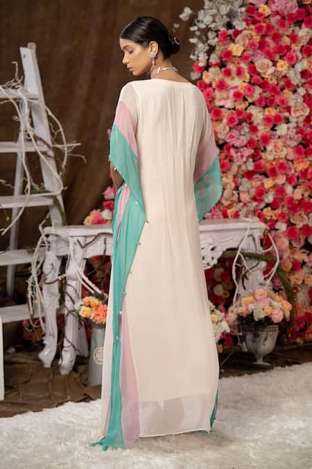 Farha Syed Floral Embroidered Gathered Kaftan 