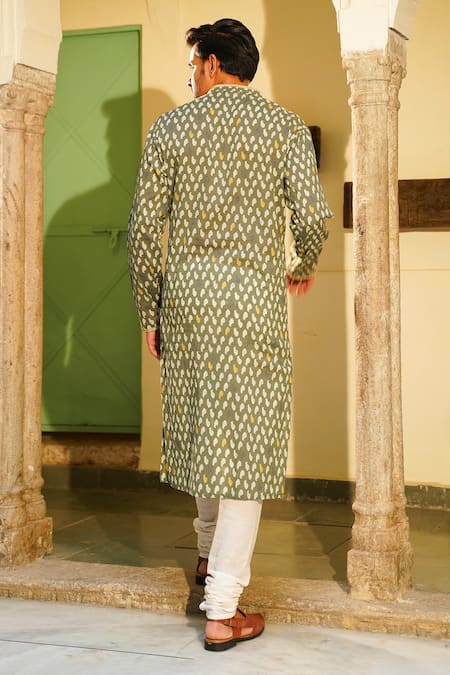 Shop The Home Affair Green Cotton Sequins Floral Print Kurta And Churidar Set at Aza Fashions Shop_The Home Affair_Green Cotton Sequins Floral Print Kurta And Churidar Set _at_Aza_Fashions
