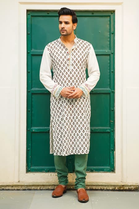 The Home Affair Floral Print Straight Kurta & Churidar Set 