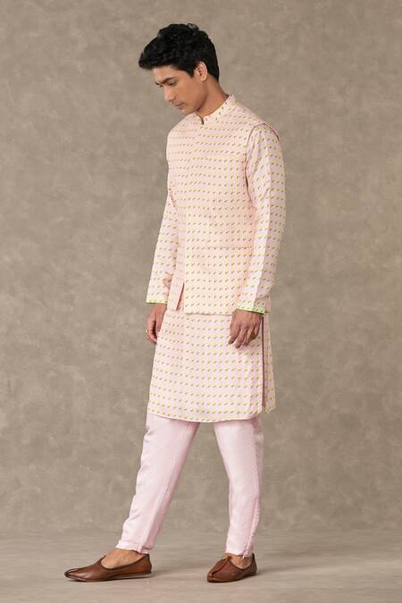 Masaba_Raw Silk Printed Barfi Wallflower Bundi And Kurta Set_Online_at_Aza_Fashions