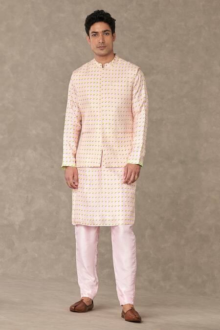 Buy_Masaba_Raw Silk Printed Barfi Wallflower Bundi And Kurta Set_Online_at_Aza_Fashions