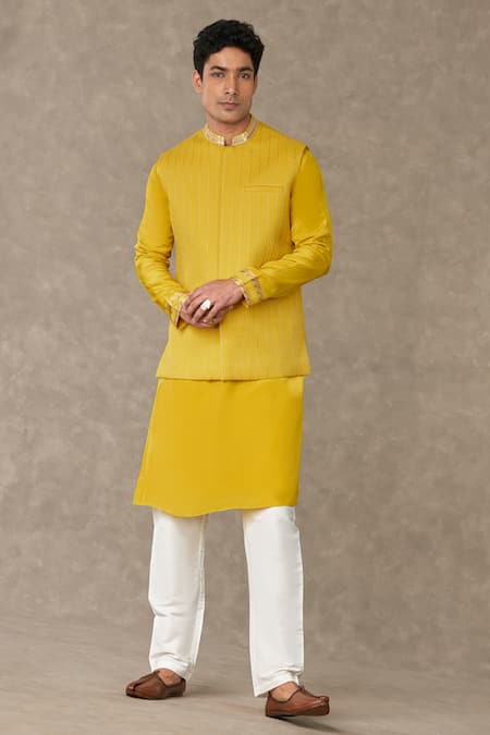 Shop_Masaba_Yellow Tissue Embroidery Corn Bundi _Online_at_Aza_Fashions