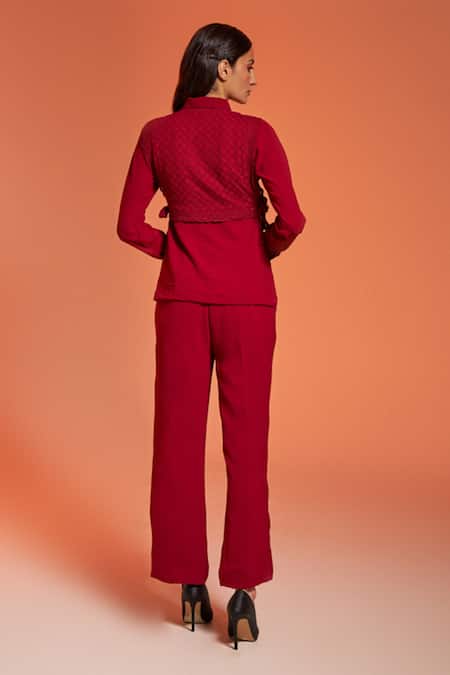 Enness Studio Rosewood Schiffli Waistcoat & Pant Co-ord Set 