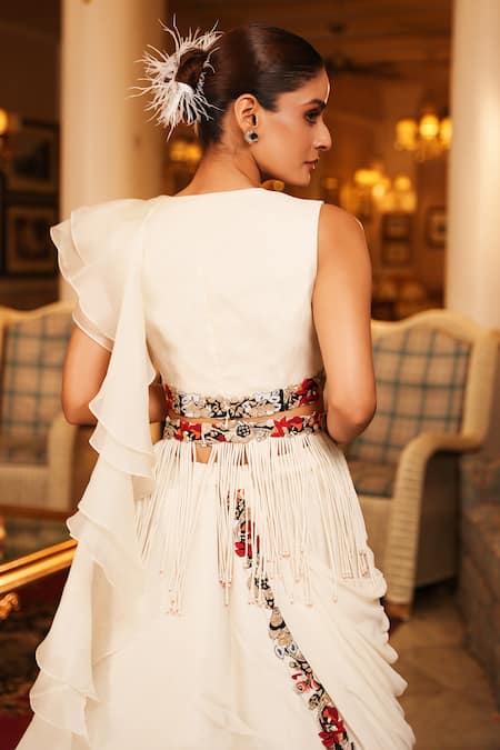 Nehha Nhata Dori Tassel Draped Tunic & Pant Set 