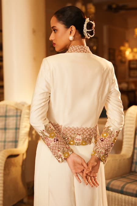 Nehha Nhata Hand Embroidered Jacket & Pleated Pant Set 