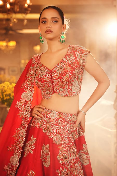 Nehha Nhata Floret Hand Embroidered Bridal Lehenga Set 