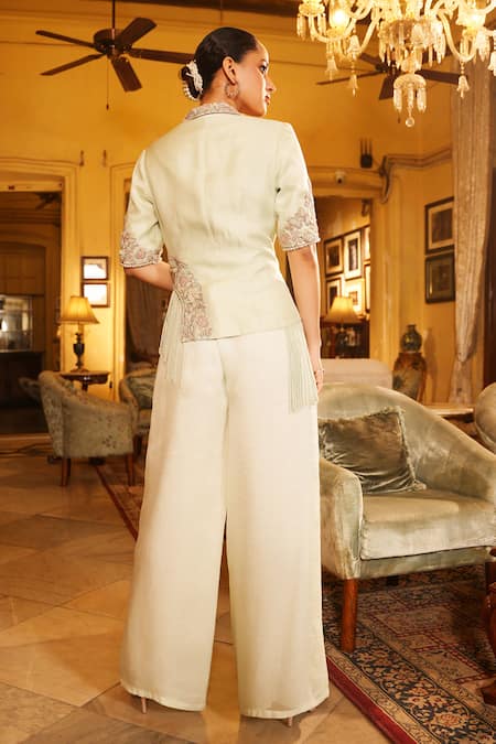 Nehha Nhata Tassel Hand Embroidered Blazer With Pant 