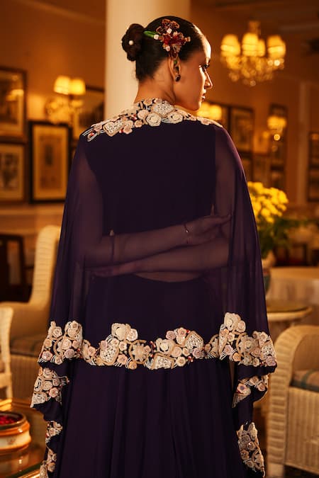 Nehha Nhata Hand Embroidered Cape Lehenga Set 