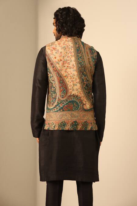 Dusala Multicolor Paisley Woven Nehru Jacket 