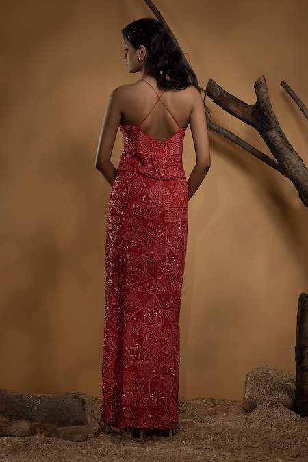 Ambrosia Serene Prism Embellished Halter Neck Gown 
