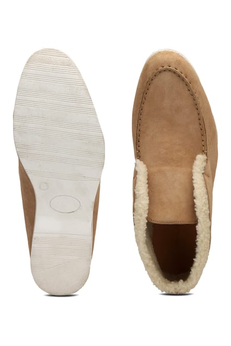 Shop Shutiq Beige Otimo Fur Suede Shoes at Aza Fashions Shop_Shutiq_Beige Otimo Fur Suede Shoes _at_Aza_Fashions