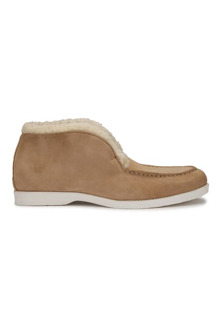 Buy Shutiq Beige Otimo Fur Suede Shoes Online at Aza Fashions Buy_Shutiq_Beige Otimo Fur Suede Shoes _Online_at_Aza_Fashions