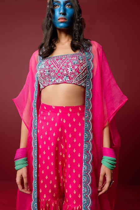 Ridhimaa Gupta Ditya Embroidered Border Cape Sharara Set 