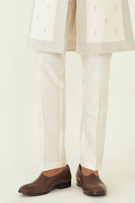 Buy_Ridhimaa Gupta_Off White Viscose, Silk Embroidery Aarzoo Zari Sherwani Set 