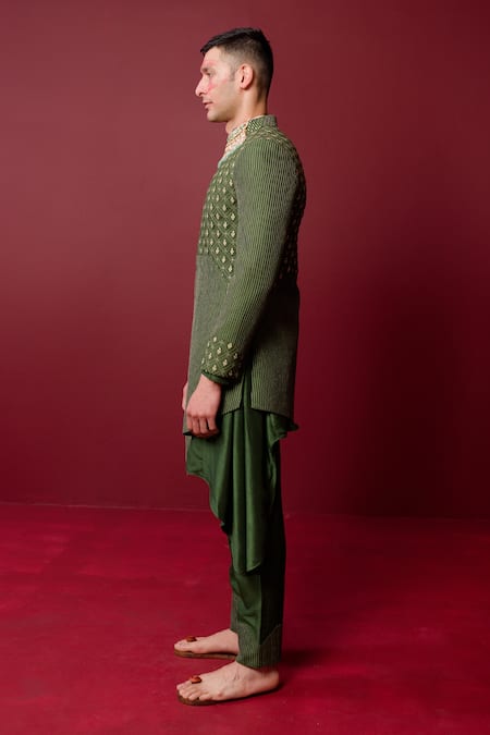 Ridhimaa Gupta Satya Quilted Asymmetric Sherwani Set 