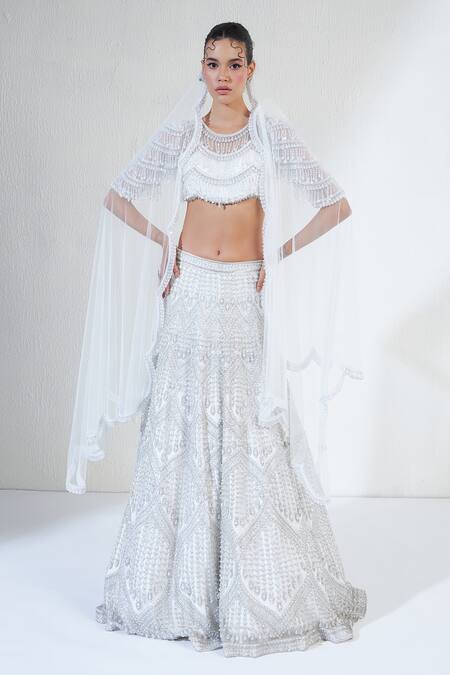 Shop Ridhimaa Gupta White Net Beads, Crystals Round Neck Celeste Embellished Bridal Lehenga Set Online at Aza Fashions Shop_Ridhimaa Gupta_White Net Beads, Crystals Round Neck Celeste Embellished Bridal Lehenga Set _Online_at_Aza_Fashions