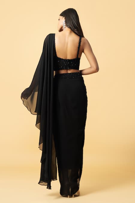 Quench A Thirst Pre-Draped Saree With Bead Embellished Corset 