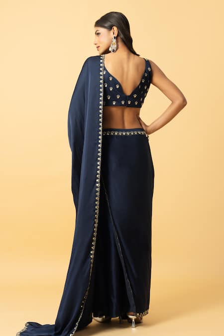 Quench A Thirst Sequin Embellished Pre-Draped Saree With Blouse 
