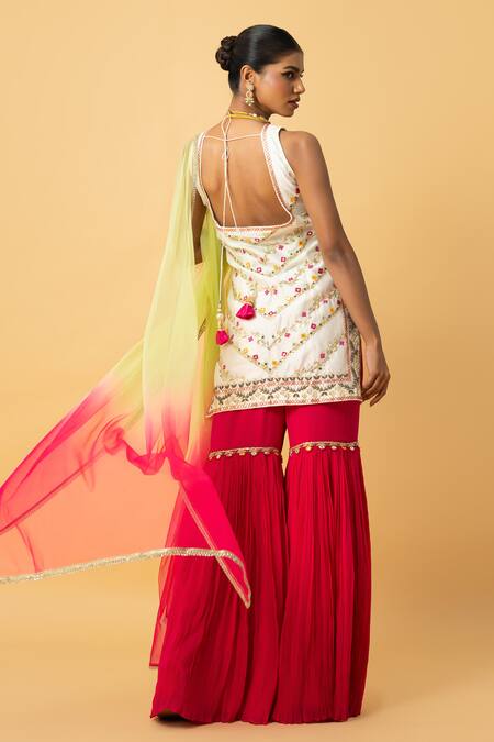 Quench A Thirst Bead Embroidered Kurta Sharara Set 