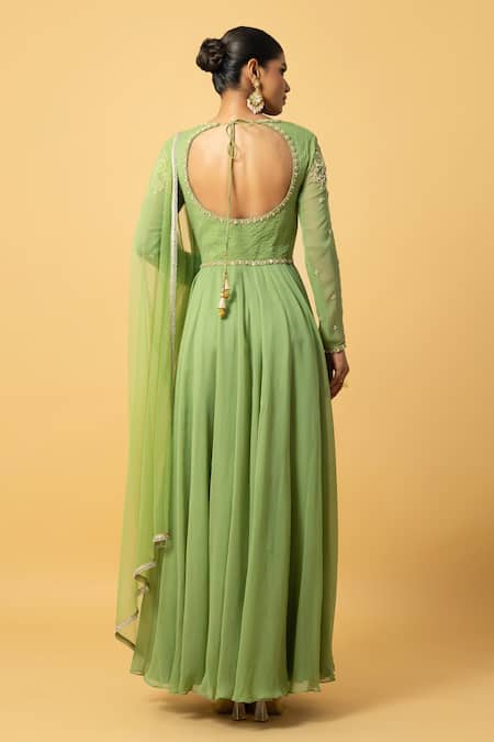 Quench A Thirst Floral Sequin Embroidered Anarkali With Dupatta 