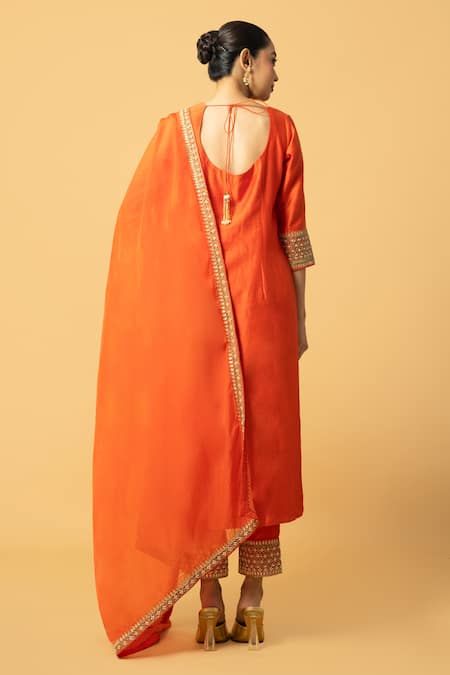 Quench A Thirst Floral Sequin Embroidered Kurta Pant Set 