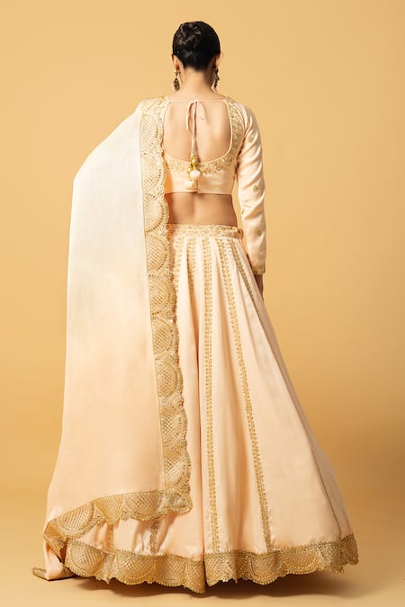 Quench A Thirst Floral Jaal Sequin Embroidered Lehenga Set 