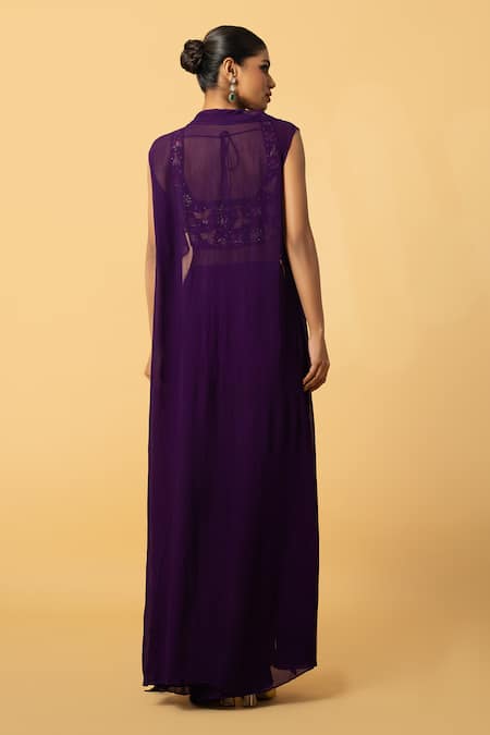 Quench A Thirst Zardozi Embroidered Blouse Cape Set 