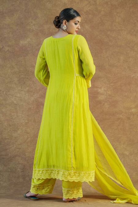 Shop Farha Syed Yellow Silk, , Silk, Organza Embroidered Anarkali Palazzo Set at Aza Fashions Shop_Farha Syed_Yellow Silk, , Silk, Organza Embroidered Anarkali Palazzo Set _at_Aza_Fashions