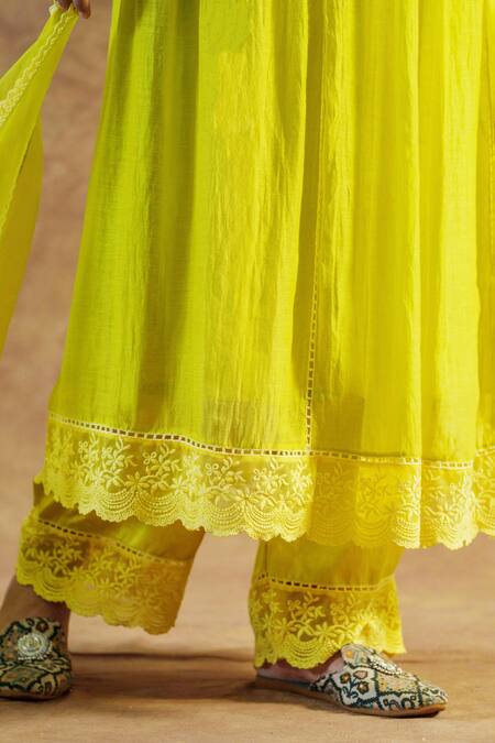 Farha Syed Yellow Silk, , Silk, Organza Embroidered Anarkali Palazzo Set Online at Aza Fashions Farha Syed_Yellow Silk, , Silk, Organza Embroidered Anarkali Palazzo Set _Online_at_Aza_Fashions