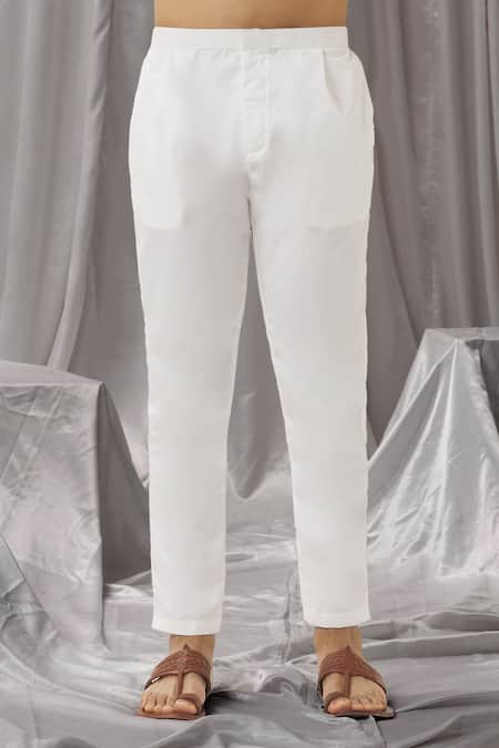 Aariyana Couture White Silk, Cotton, Polyester Embroidery Floral Sprig Kurta With Pant Online at Aza Fashions Aariyana Couture_White Silk, Cotton, Polyester Embroidery Floral Sprig Kurta With Pant _Online_at_Aza_Fashions