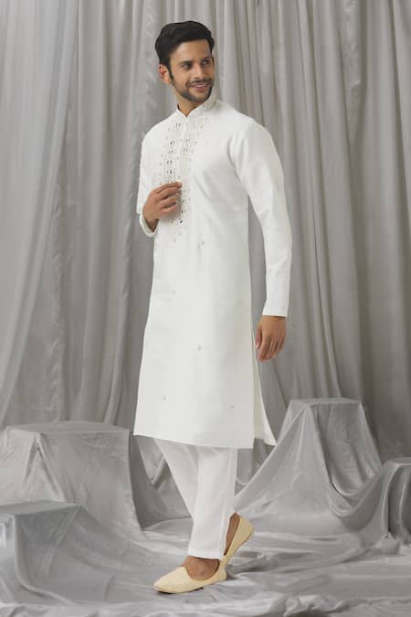 Buy Aariyana Couture Green Silk, Cotton, Polyester Mirrors Work Kurta With Pant Online at Aza Fashions Buy_Aariyana Couture_Green Silk, Cotton, Polyester Mirrors Work Kurta With Pant _Online_at_Aza_Fashions