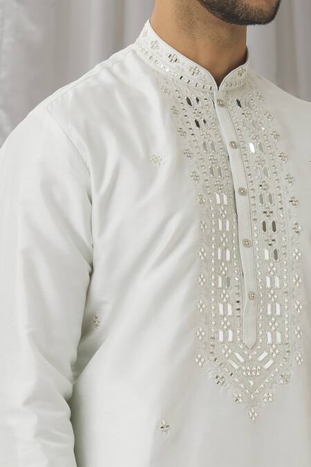 Shop Aariyana Couture Green Silk, Cotton, Polyester Mirrors Work Kurta With Pant Online at Aza Fashions Shop_Aariyana Couture_Green Silk, Cotton, Polyester Mirrors Work Kurta With Pant _Online_at_Aza_Fashions