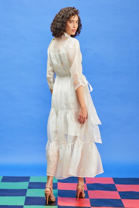 Shilpi Gupta Floral Bead Embroidered Dress 