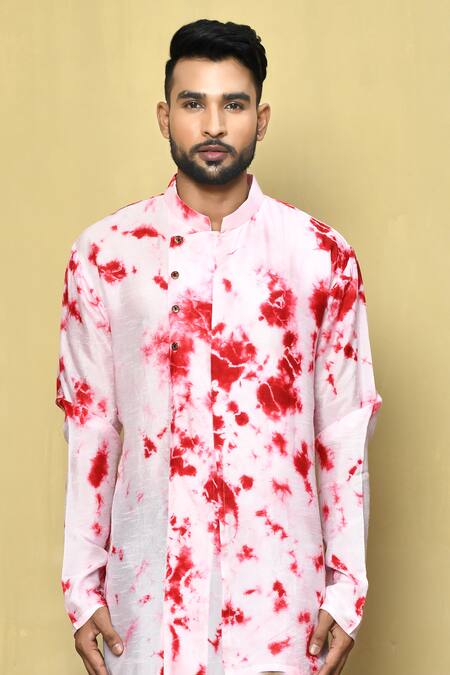 Buy_Arihant Rai Sinha_Pink Cotton Tie Dye Print Kurta Set_Online_at_Aza_Fashions