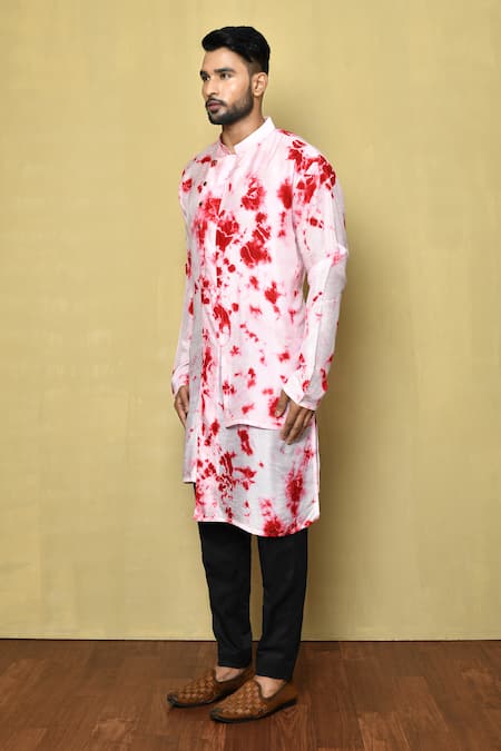 Shop_Arihant Rai Sinha_Pink Cotton Tie Dye Print Kurta Set_Online_at_Aza_Fashions
