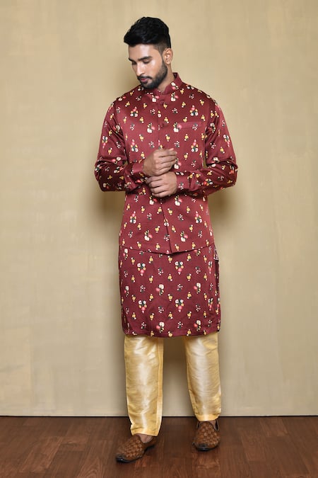 Arihant Rai Sinha Floral Print Bundi Kurta Set 