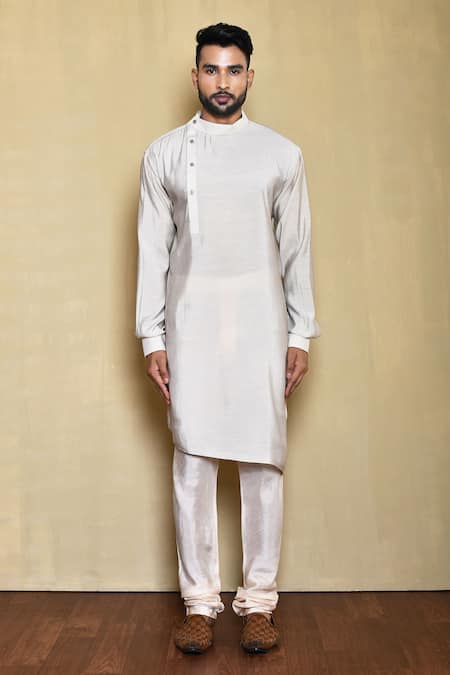 Buy_Arihant Rai Sinha_Cream Silk Embroidery Abstract Bundi Kurta Set _Online_at_Aza_Fashions