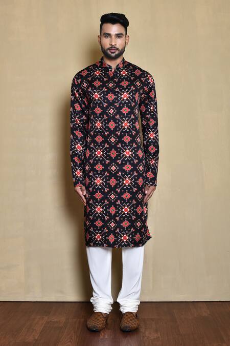 Buy_Arihant Rai Sinha_White Silk, Cotton Embroidery Sherwani With Patola Kurta Set_Online_at_Aza_Fashions